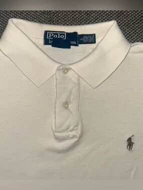90s Polo Ralph Lauren Cream Men's Classic Fit Polo Shirt